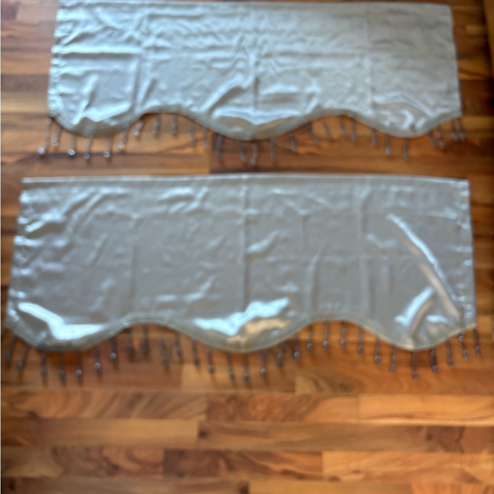 Elegant Silver Valance Set with Beaded Trim